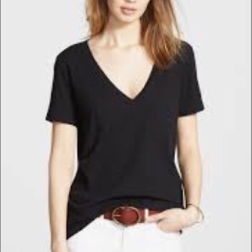 Madewell Black V neck Pocket Tee